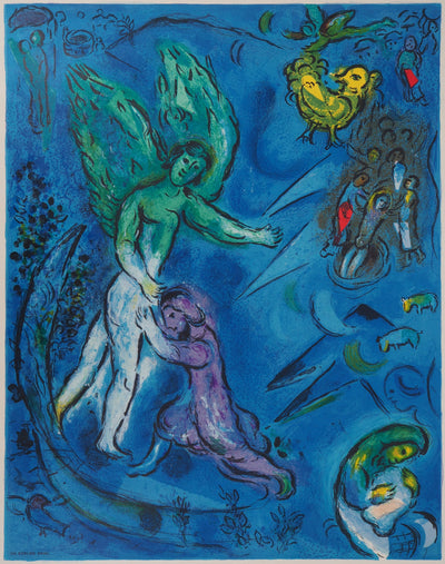 Marc CHAGALL : La lutte de Jacob et de l'ange, Affiche originale (photo de détail 2) - Crédit photo : Galerie Art.Paris