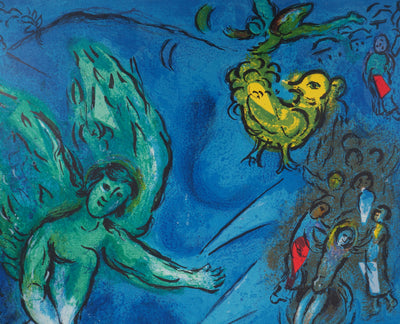 Marc CHAGALL : La lutte de Jacob et de l'ange, Affiche originale (photo de détail 3) - Crédit photo : Galerie Art.Paris