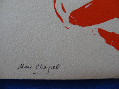 Marc CHAGALL : Couple avec un âne bleu, c. 1945 - Lithographie (détail)