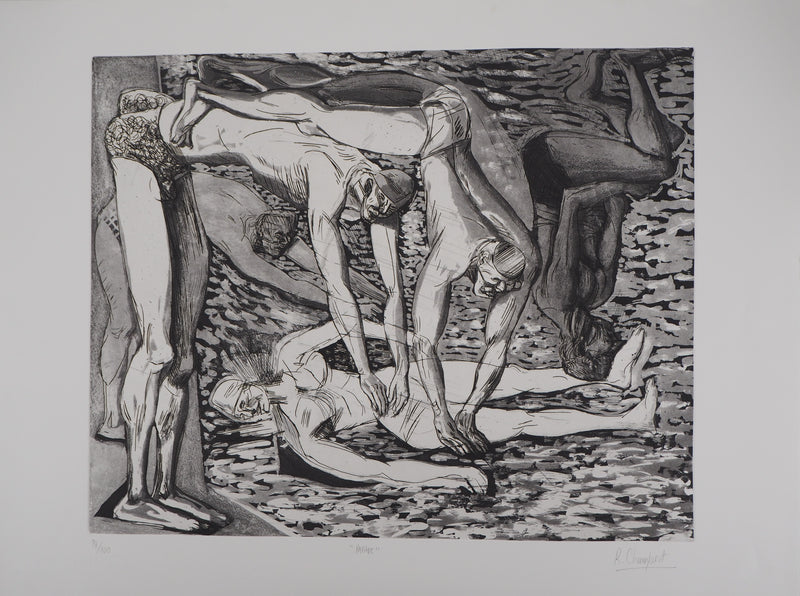 Rémi CHAMPSEIT : Sur la plage - Gravure