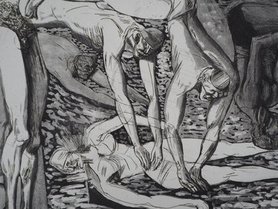 Rémi CHAMPSEIT : Sur la plage - Gravure (détail)