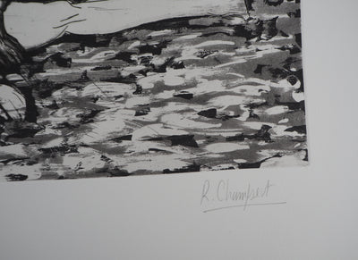 Rémi CHAMPSEIT : Sur la plage - Gravure (détail)