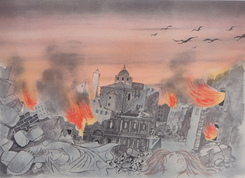 Roger CHAPELAIN-MIDY : Apocalypse : la fin du Monde - Lithographie (détail)