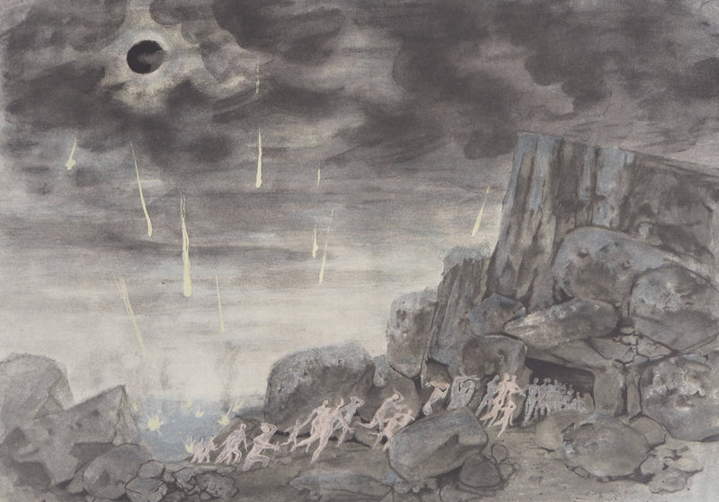 Roger CHAPELAIN-MIDY : Bible : Le châtiment de Sodome et Gomorrhe - Lithographie (détail)