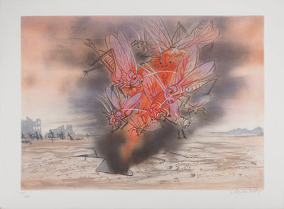 Roger CHAPELAIN-MIDY : L'invasion des criquets - Lithographie (détail)