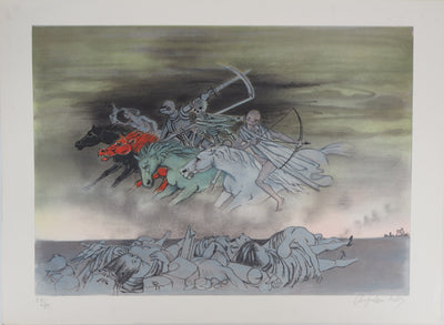 Roger CHAPELAIN-MIDY : Saint Jean : Les quatre cavaliers de l'Apocalypse - Lithographie