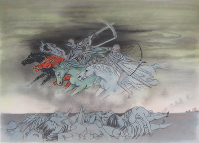 Roger CHAPELAIN-MIDY : Saint Jean : Les quatre cavaliers de l'Apocalypse - Lithographie (détail)