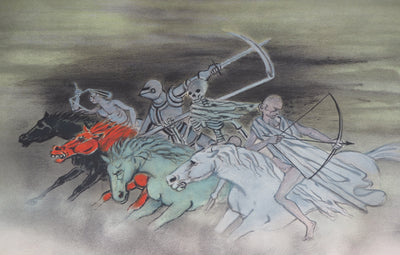 Roger CHAPELAIN-MIDY : Saint Jean : Les quatre cavaliers de l'Apocalypse - Lithographie (détail)