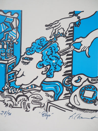 Frédéric CHARMAT : Elyse (Chez le coiffeur) - Sérigraphie (détail)