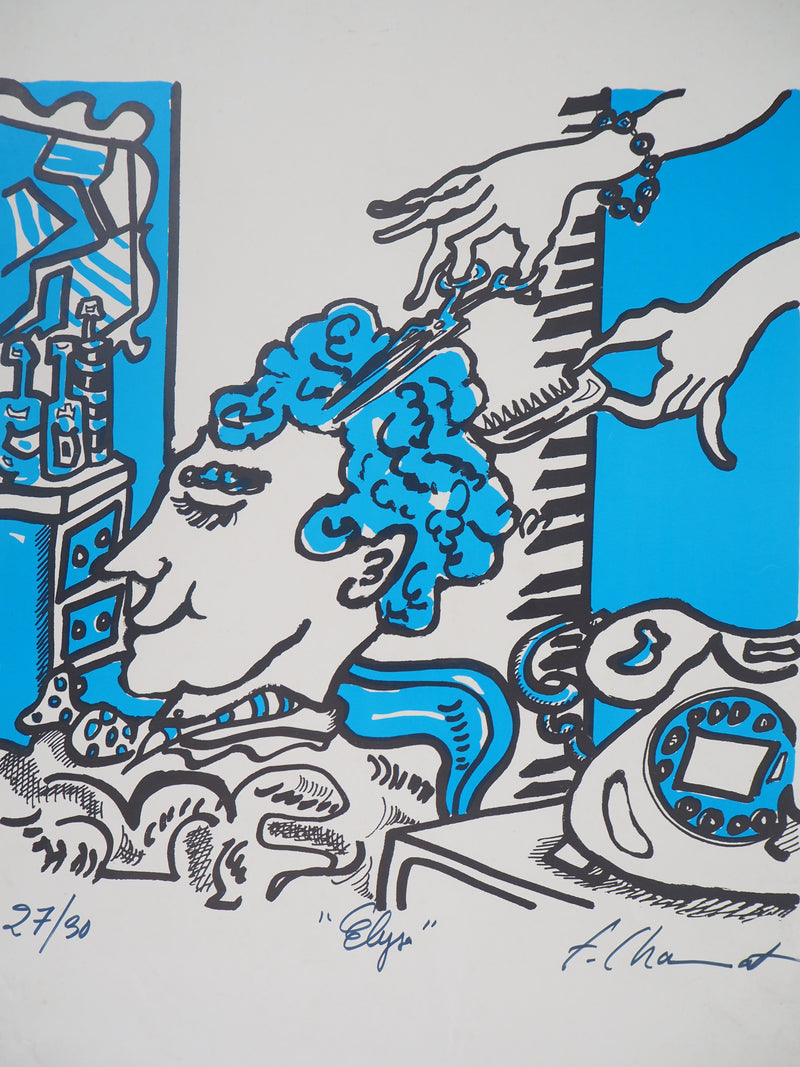 Frédéric CHARMAT : Elyse (Chez le coiffeur) - Sérigraphie (détail)