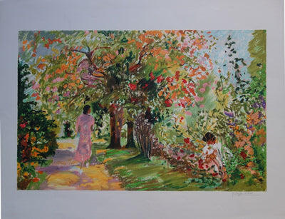 Yvonne CHEFFER DELOUIS : Le Jardin au printemps - Lithographie