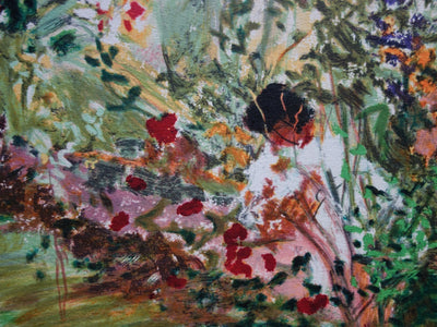 Yvonne CHEFFER DELOUIS : Le Jardin au printemps - Lithographie (détail)