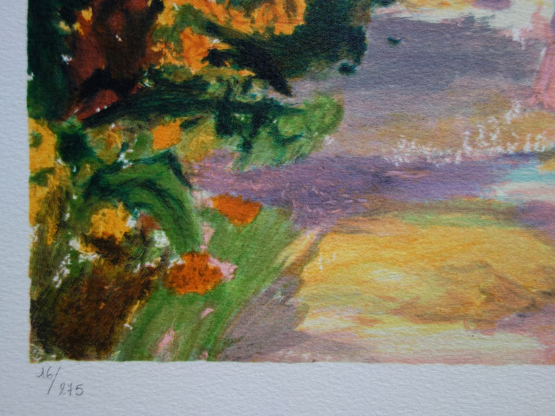 Yvonne CHEFFER DELOUIS : Le Jardin au printemps - Lithographie (détail)