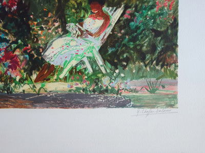 Yvonne CHEFFER DELOUIS : Madeleine à Hendaye - Lithographie (détail)