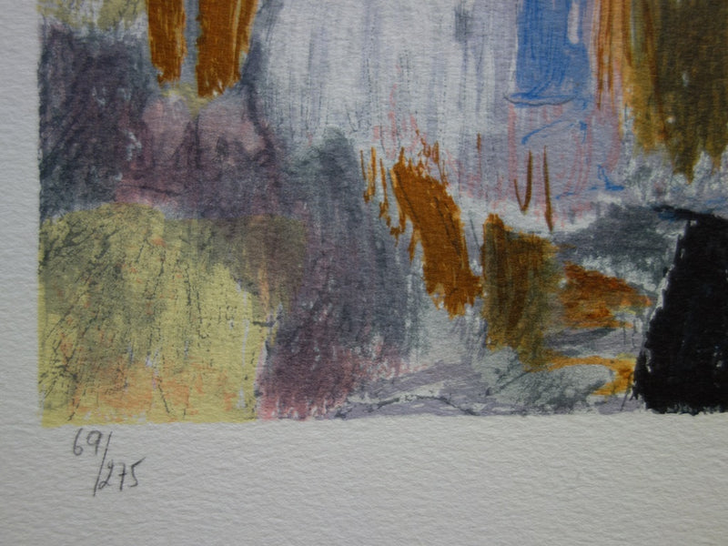 Yvonne CHEFFER DELOUIS : Marché place des Crames - Lithographie (détail)