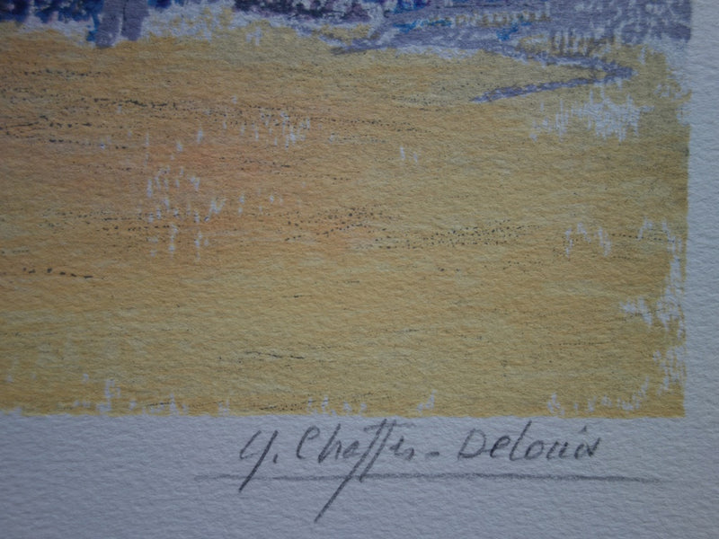 Yvonne CHEFFER DELOUIS : Marché place des Crames - Lithographie (détail)