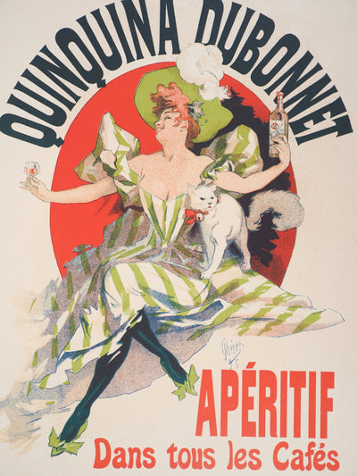 Jules CHERET : Femme élégante avec son apéritif et son chat, 1897 - Affiche