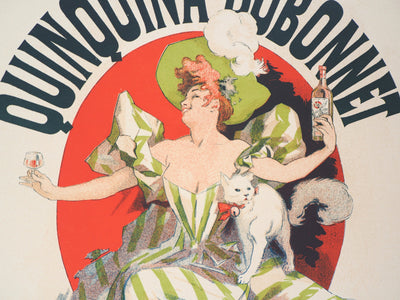 Jules CHERET : Femme élégante avec son apéritif et son chat, 1897 - Affiche (détail)
