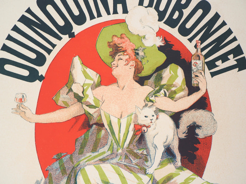 Jules CHERET : Femme élégante avec son apéritif et son chat, 1897 - Affiche (détail)
