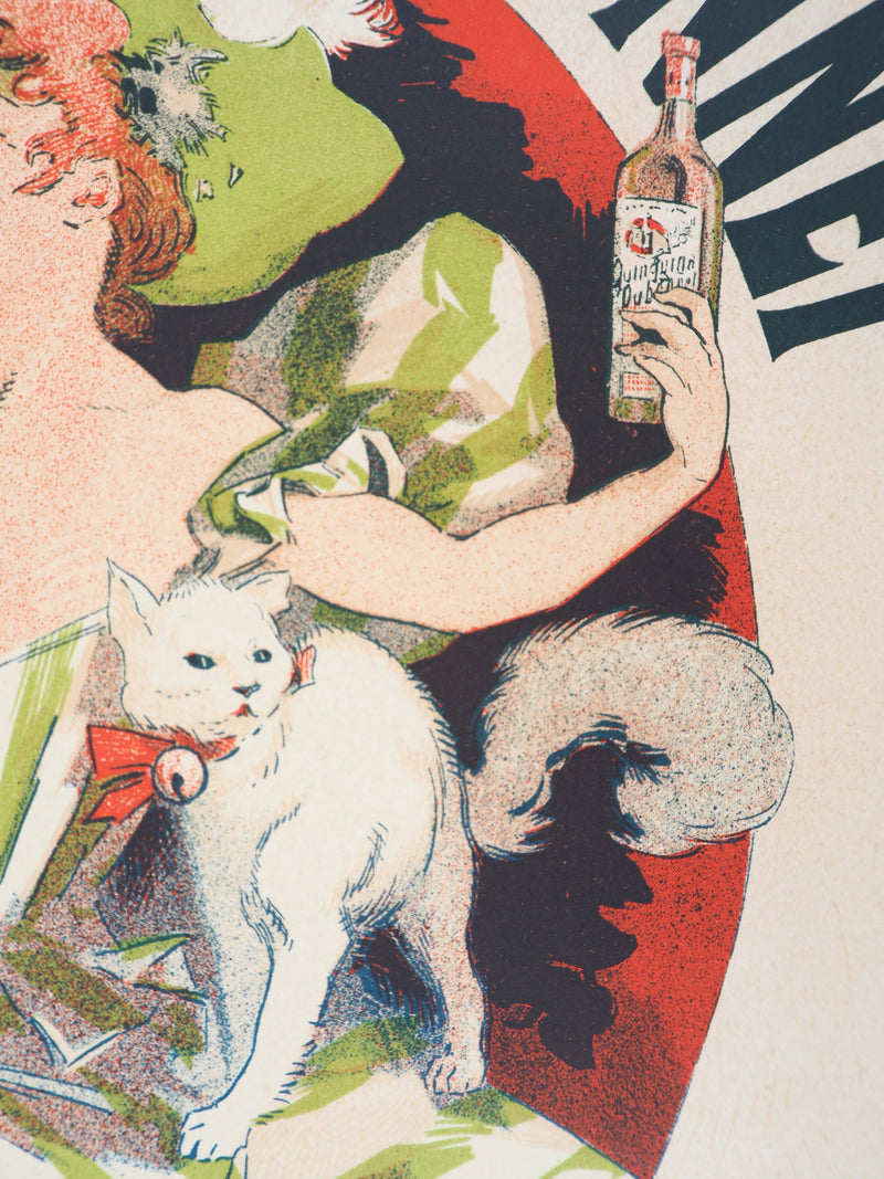 Jules CHERET : Femme élégante avec son apéritif et son chat, 1897 - Affiche (détail)