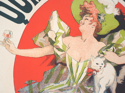Jules CHERET : Femme élégante avec son apéritif et son chat, 1897 - Affiche (détail)