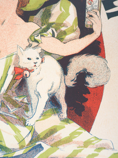 Jules CHERET : Femme élégante avec son apéritif et son chat, 1897 - Affiche (détail)