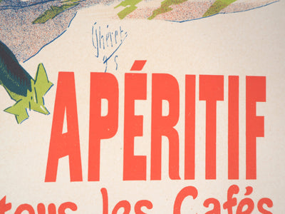 Jules CHERET : Femme élégante avec son apéritif et son chat, 1897 - Affiche (détail)