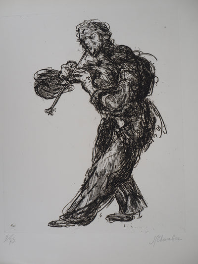 Jean-Claude CHEVALIER : Le clarinettiste - Gravure (détail)