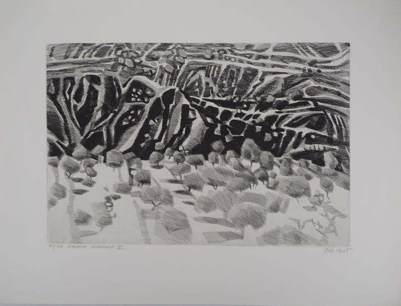 Maurice CHOT-PLASSOT : Falaise espagnole III - Gravure