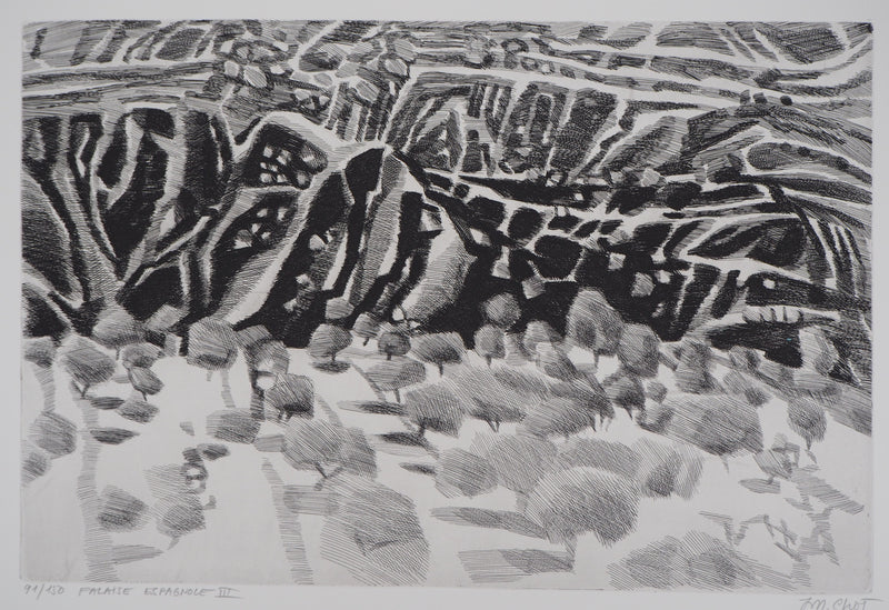 Maurice CHOT-PLASSOT : Falaise espagnole III - Gravure (détail)