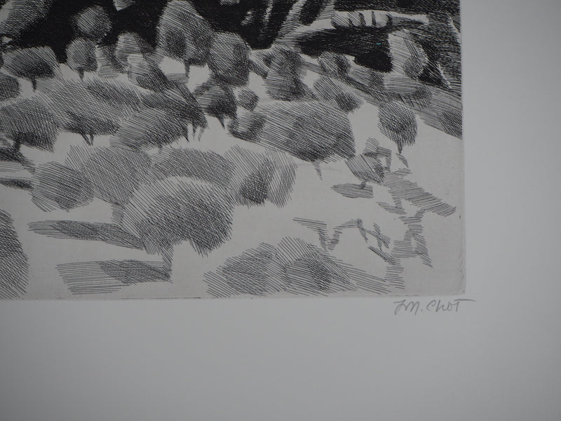 Maurice CHOT-PLASSOT : Falaise espagnole III - Gravure (détail)