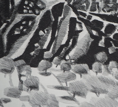 Maurice CHOT-PLASSOT : Falaise espagnole III - Gravure (détail)