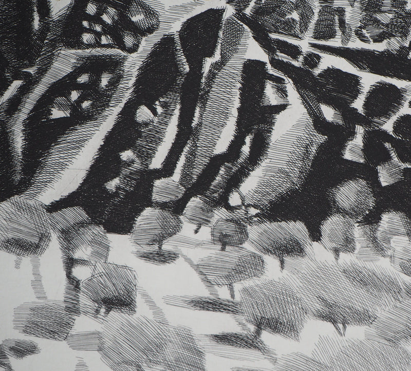 Maurice CHOT-PLASSOT : Falaise espagnole III - Gravure (détail)