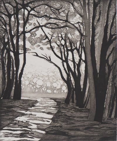 Maurice CHOT-PLASSOT : Rivière en forêt - Gravure
