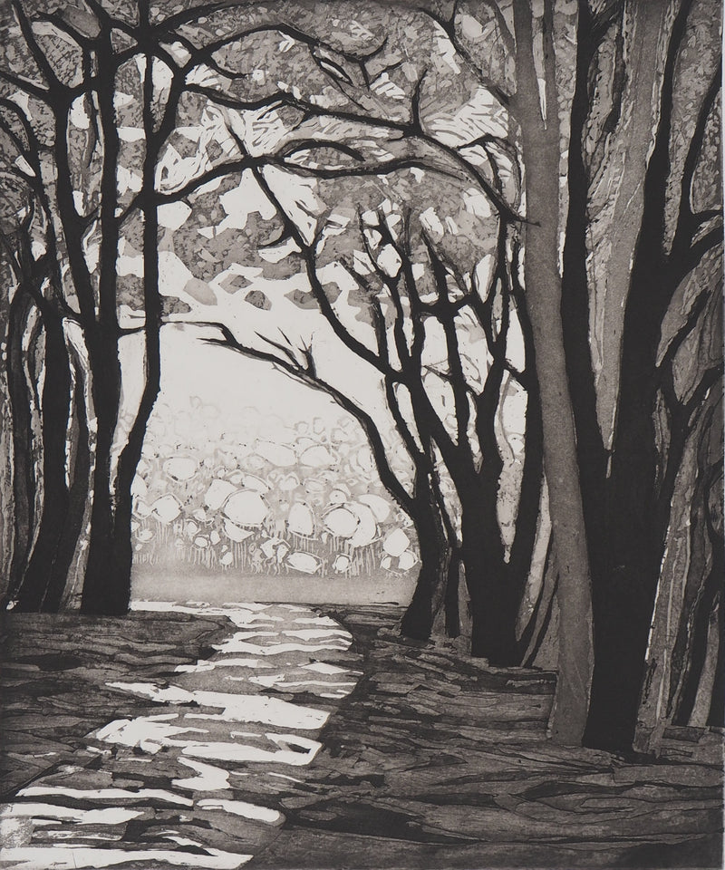 Maurice CHOT-PLASSOT : Rivière en forêt - Gravure