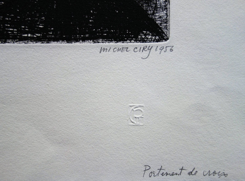 Michel CIRY : Portement de Croix, 1956 - Gravure (détail)