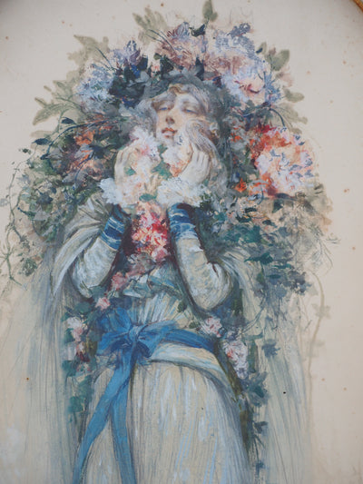 Georges CLAIRIN : Sarah Bernhardt dans la dame aux Camélias, 1903 - Aquarelle (détail)