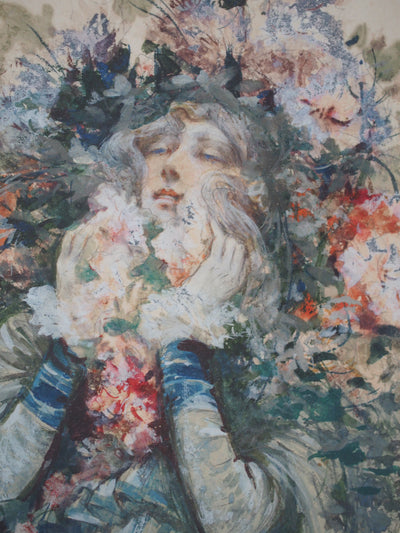 Georges CLAIRIN : Sarah Bernhardt dans la dame aux Camélias, 1903 - Aquarelle (détail)