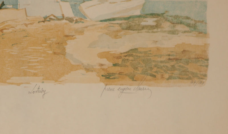Pierre Eugène CLAIRIN : Loctudy : Phare de Bretagne - Lithographie (détail)