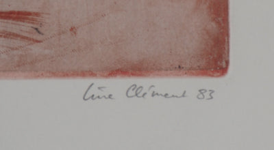 Line CLEMENT : Recherche de verticalité, 1983  - Gravure (détail)