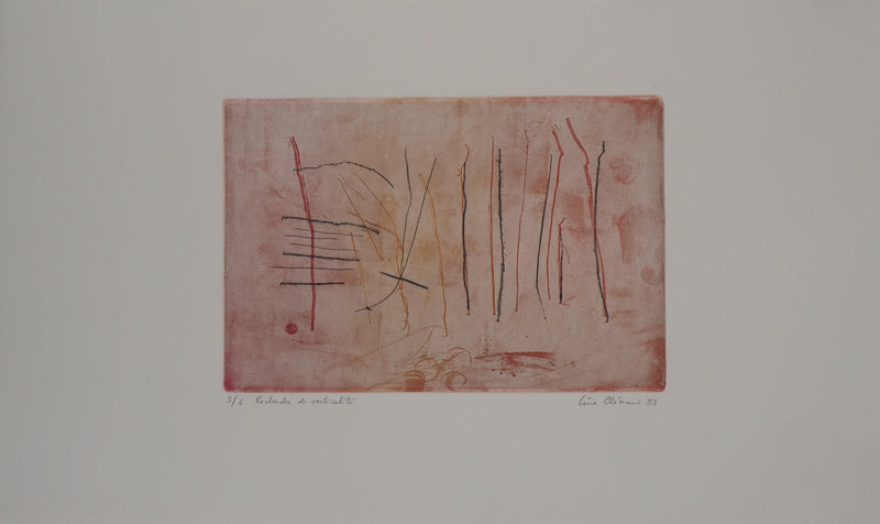 Line CLEMENT : Recherche de verticalité, 1983  - Gravure (détail)