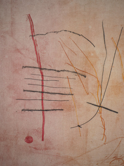 Line CLEMENT : Recherche de verticalité, 1983  - Gravure (détail)