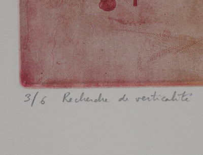 Line CLEMENT : Recherche de verticalité, 1983  - Gravure (détail)