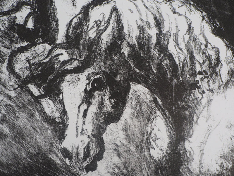 Gérard COCHET : Les chevaux - Lithographie (détail)