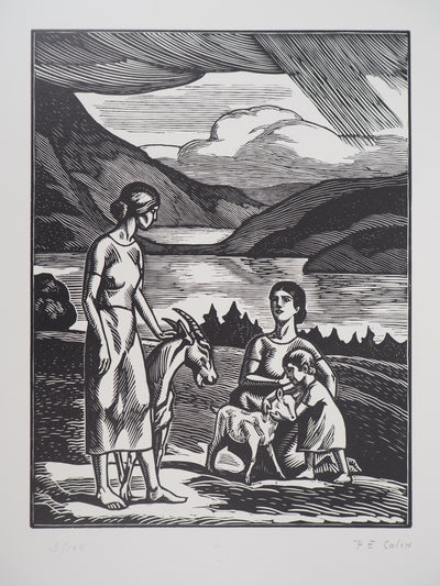 Paul-Émile COLIN : Aux bord des lacs, 1920 - Gravure sur bois