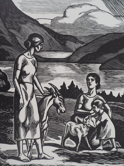 Paul-Émile COLIN : Aux bord des lacs, 1920 - Gravure sur bois (détail)
