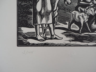 Paul-Émile COLIN : Aux bord des lacs, 1920 - Gravure sur bois (détail)