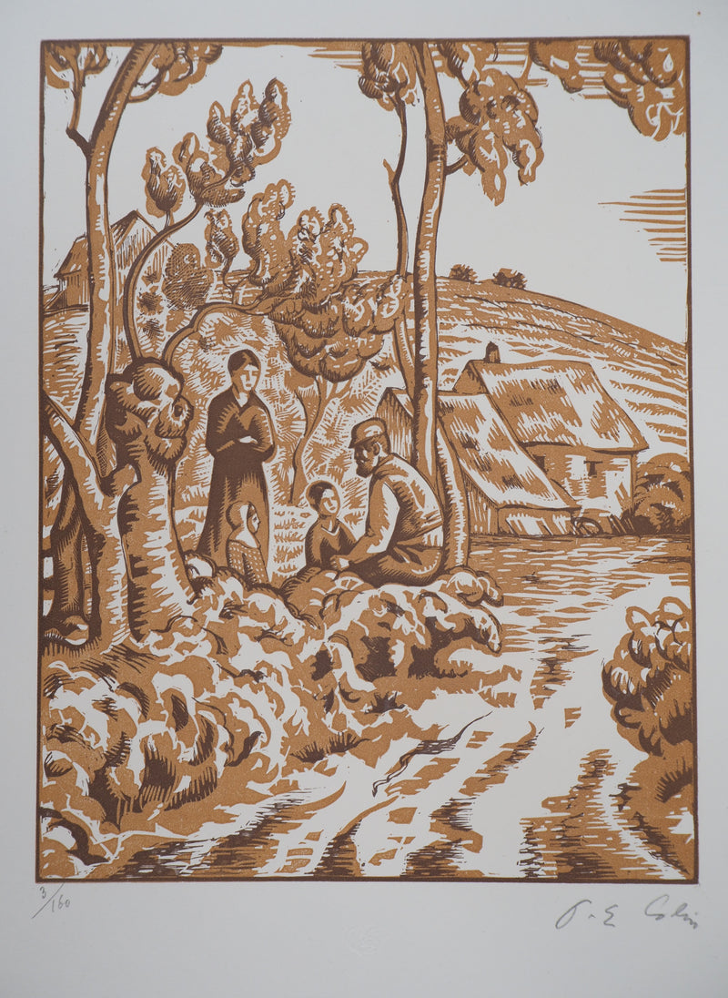 Paul-Emile COLIN : La paix, 1929 - Gravure sur bois (détail)