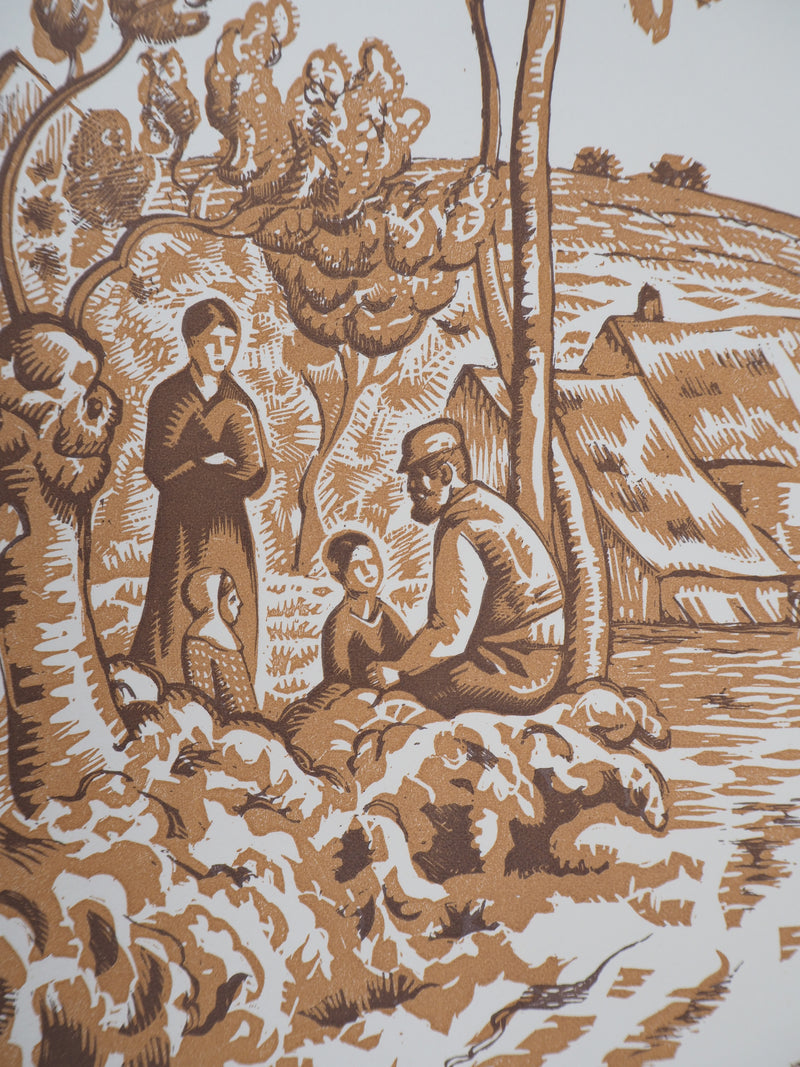 Paul-Emile COLIN : La paix, 1929 - Gravure sur bois (détail)