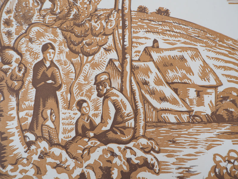 Paul-Emile COLIN : La paix, 1929 - Gravure sur bois (détail)